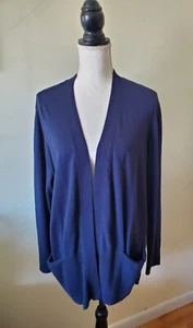 Croft & Barrow Women's PXXL Textured Cardigan Open Front Long Sleeve Soft Navy - Picture 1 of 16