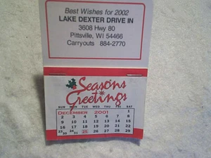 2002 LAKE DEXTER DRIVE IN MINI MAGNET CALENDAR,Pittsville Wisconsin,best wishes - Picture 1 of 2
