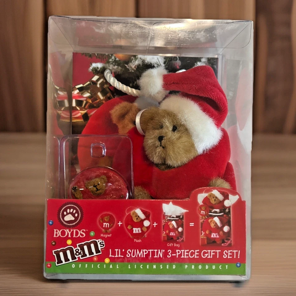Boyds Bears Lil’ Jingles T McPeeker Plush Ornament Lil’ Sumptin’ Gift Set