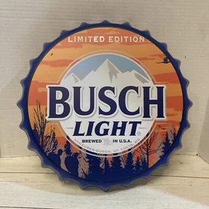 Busch Light Large Bottle Cap Metal Sign Outdoors Hunting Orange ManCave Decor - Picture 1 of 1