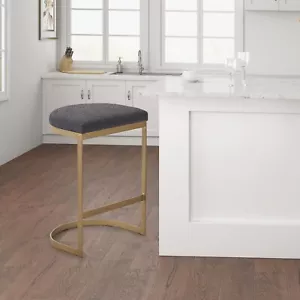 Upholstered Counter Stool Kitchen Chair,Modern Bar Height Stools Metal Backless - Picture 1 of 10