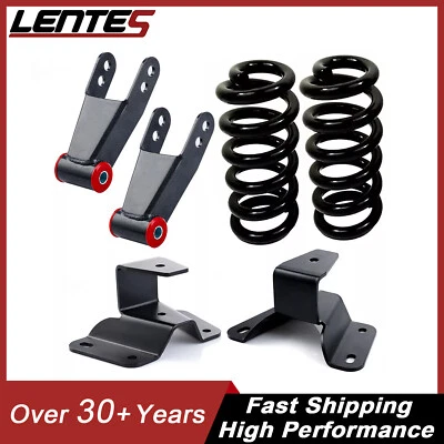 Lowering Coil Springs Shackles Hangers 2"F 4"R Drop Kit For 80-96 Ford F150 F100 Foto 1 de 4