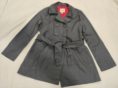 Cherokee Girls Jacket Coat Medium Gray Double Breasted Cute Buttons Belt Tie 10Y - Image 1 of 4