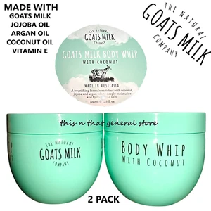 2x Goats Milk Body Whip With Coconut Jojoba Vitamin E Argan Natural Moisturizer - Picture 1 of 4