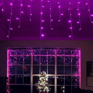 13Ft 96 LED Icicle String Lights with Memory Function Controller, Indoor Curtain - Picture 1 of 7