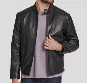$595 Marc New York Men's Black Genuine Leather Moto Jacket Coat Size M - Picture 1 of 4