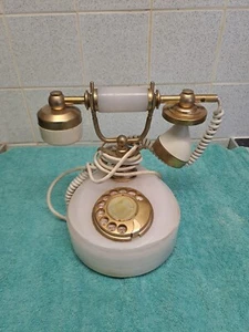 Vintage Echt Onix Made In Italia Vergoldet Marmor Telefon Haus - Bild 1 von 23