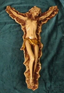 FABULOUS VINTAGE RESIN CROSS CRUCIFIX JESUS CHRIST HOLY HIGHLY DETAILED RARE ! - Picture 1 of 2