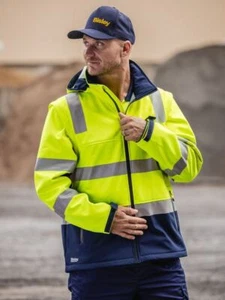 Bisley Taped Two Tone Hi Vis 3 In 1 Soft Shell Jacket (BJ6078T) - Picture 1 of 22