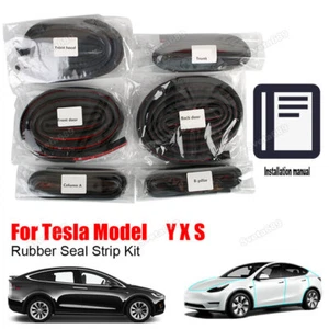 For Tesla Model S/Y/X Car Door Seal Strip Kit Rubber Noise Insulation Pillar - Picture 1 of 10