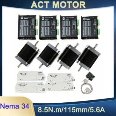 4Axis Nema34 Stepper Motor 1232oz.in 5.6A Dual 34HS1456B&Driver Control DM860 - Bild 1 von 4