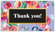 Business Cards Small Business, Thank You Cards Tags Purple Floral 3.5x2"