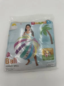 Intex 42" Jumbo Inflatable Colorful Stripes Jumbo Beach Ball Luau- New! - Picture 1 of 3