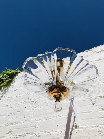 13 x 15" Semi Flush Glass Ceiling Light, Elegant, Brass, Crystal Ball, 3 Lights Cover