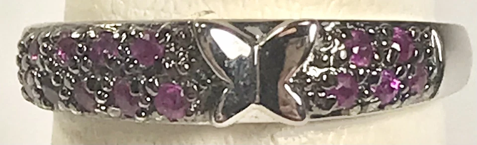 ANILLO BANDA MARIPOSA RUBÍ NEGRO GUNMETAL 925 ROSS SIMONS ESTERLINA (C85A) Foto 1 de 4