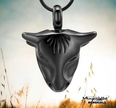 Nuevo Collar Conmemorativo Urna de Cremación Toro Vaca Cuerno Recuerdo Cenizas Foto 1 de 3