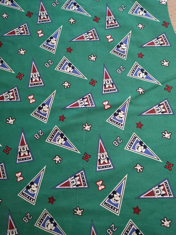 DISNEY MICKEY & MINNIE CHEER FLAG FABRIC SCRAP REMNANT PIECE• 18.5" X 45"  ~WAVY - Image 1 of 3