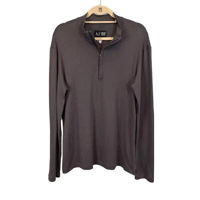 Armani Jean Sweatshirt Men L Cotton Sports Mock Neck Long Sleeve Pullover Gray - Image 1 of 4