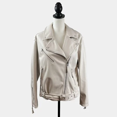American Eagle Moto куртка женщин размер S искусственной кожи кремовая подкладка классический * недостаток - Изображение 1 из 4