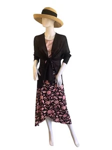 LOFT WOMEN'S PULL ON FLORAL LIGHTWEIGHT KNIT MIDI SKIRT SZ S - Picture 1 of 5
