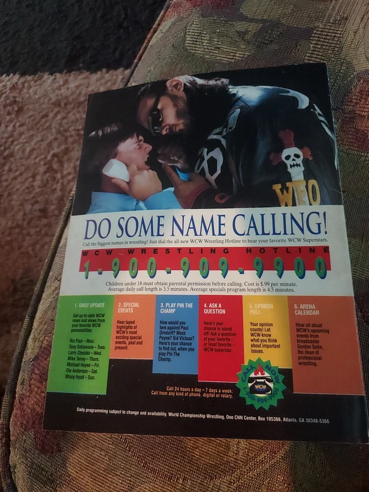 1993 年 WCW 摔跤热线印刷广告 STING CACTUS JACK 1-900-909-9900 — 第 1/1 张图片
