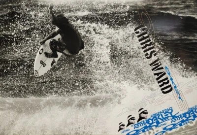 Enorme póster promocional Oakley 2005 Chris Ward Surf impecable nuevo stock antiguo Foto 1 de 2