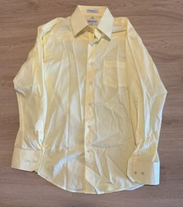 Berlioni Italy Mens Long Sleeve Shirt Pocket Yellow Cotton Polyester Size Small - Picture 1 of 4