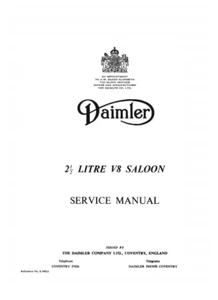 DAIMLER 2.5L V8 SALOON 1962 - 1969 SERVICE WORKSHOP REPAIR MANUAL REPRINTED - Picture 1 of 3