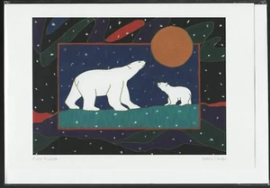 FIRST WINTER - Polar Bear & Cub - Métis artist Dawn Oman - New 6" x 9" Art Card - Picture 1 of 1