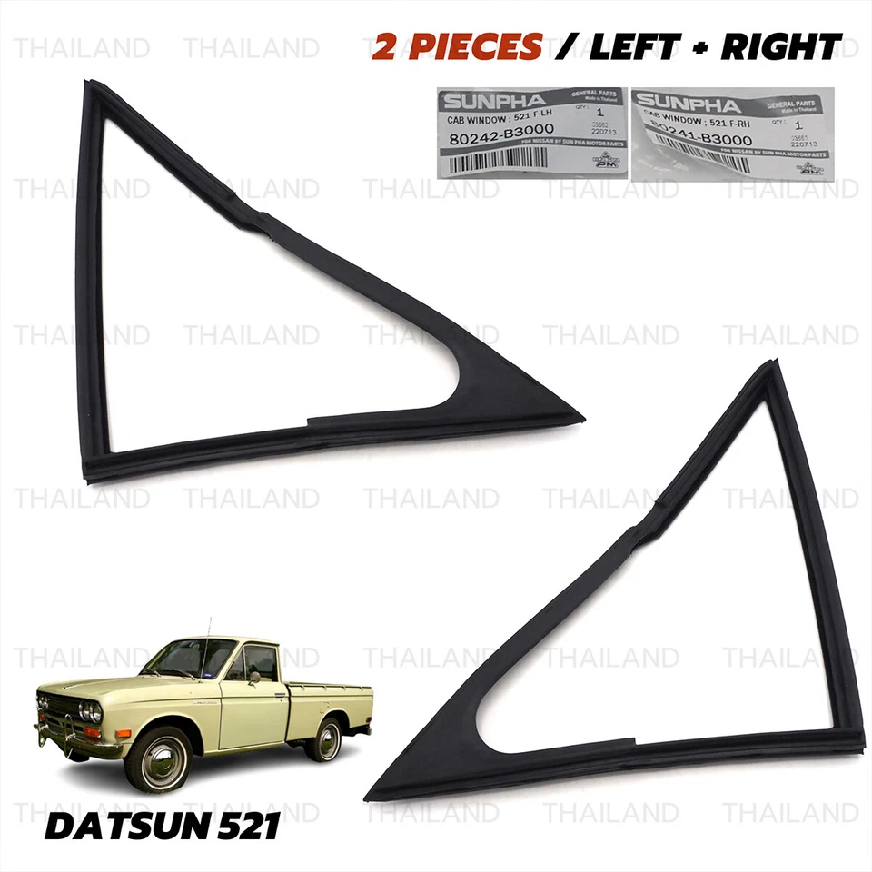 Pair Quarter Window Vent Rubber Fits Datsun Nissan 1300 521 Pickup 1966 - 1972 - Image 1 of 4