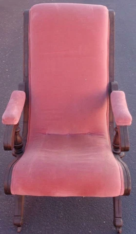 Victorian Lounge Rocking Chair- VGC - BEAUTIFUL CARVED DETAILS - WELL CARED FOR Cover