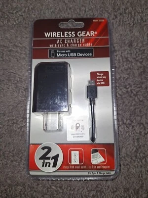 AC Charger With Sync & Charger Cable MICRO USB DEVICES Black - Image 1 of 4