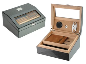 Elegant 50+ Count Cigar Humidor Box Cabinet Mahogany Humidifier Hygrometer 16. - Picture 1 of 9