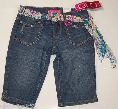 JR Womens Shorts GLO JEANS Bermuda SASH Low Rise STONEWASH Size 1 Blue Denim - Image 1 of 2