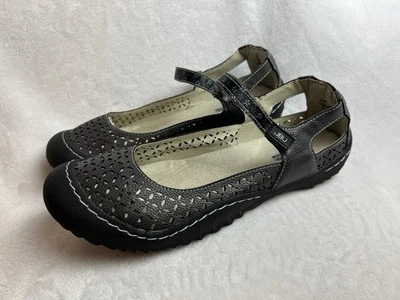 Женские туфли на плоской подошве JBU Jambu Mary Jane 9,5 M с эффектом памяти из пеноматериала с вырезами серые черные - Изображение 1 из 4