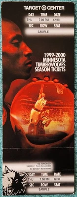 1999-2000 Minnesota Timberwolves Sample Ticket And Attached Stub - Image 1 of 2