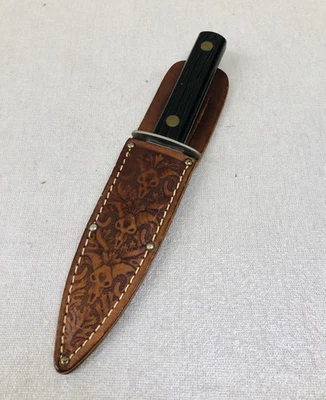 Cuchillo de caza deportivo Utica vintage con funda marrón L#58 excelente estado Foto 1 de 4