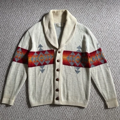 Vintage 70s Virgin Wool Pendleton Southwestern Aztec Knit Sweater Size XL - READ - Image 1 of 4