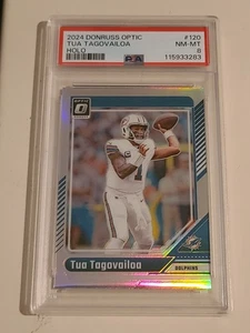Tua Tagovailoa 2024 Donruss Optic Holo #120 Miami Dolphins PSA 8 - Picture 1 of 2
