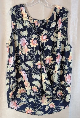 Blusa envolvente SOHO Jeans para mujer talla XL multicolor floral sin mangas cuello en V Foto 1 de 4