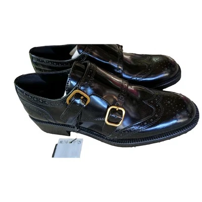 New Massimo Dutti Oxford Leather Women's Shoes Chunky 90s Look Black Sz 5 $199 - Image 1 of 4