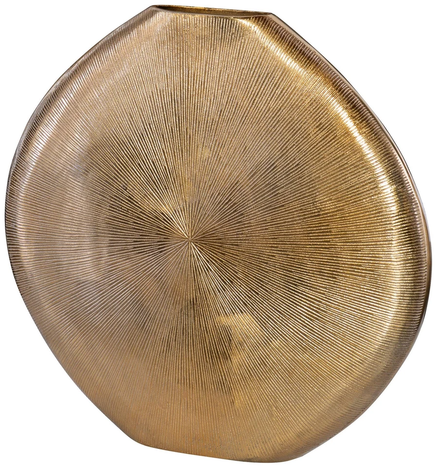 Uttermost Gretchen 23 英寸高罗纹金色现代花瓶 — 第 1/1 张图片