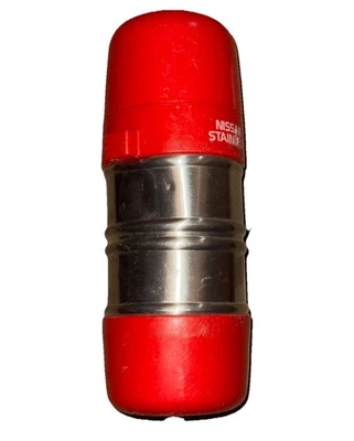 "Frasco de vacío Nissan vintage rojo termo Nippon Japón acero inoxidable 8,5""" Foto 1 de 4
