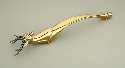 Modern Deer Shape Brass Main Door Handle Gold Push & Pull Handle Knocker 200 Mm - Image 1 of 4
