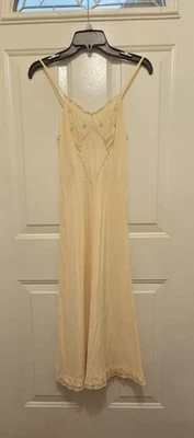 Vtg Yolande 1930s Rare Pure Silk Handmade Ivory Nightgown Slip Embroidered Sz 34 - Image 1 of 4