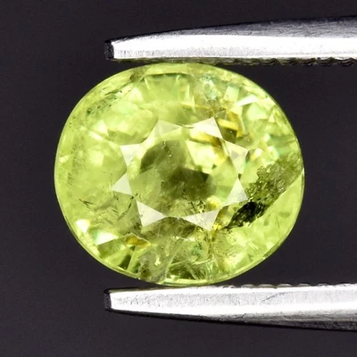 💎 1.57ct 6.5x5.8mm Oval Natural Green Grossular Garnet - Africa Gemstone - Image 1 of 4