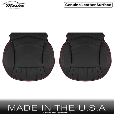 2007-2015 Fits Mini Cooper Genuine Leather Bottom Covers Black/Red Pip & Stitch - Image 1 of 4