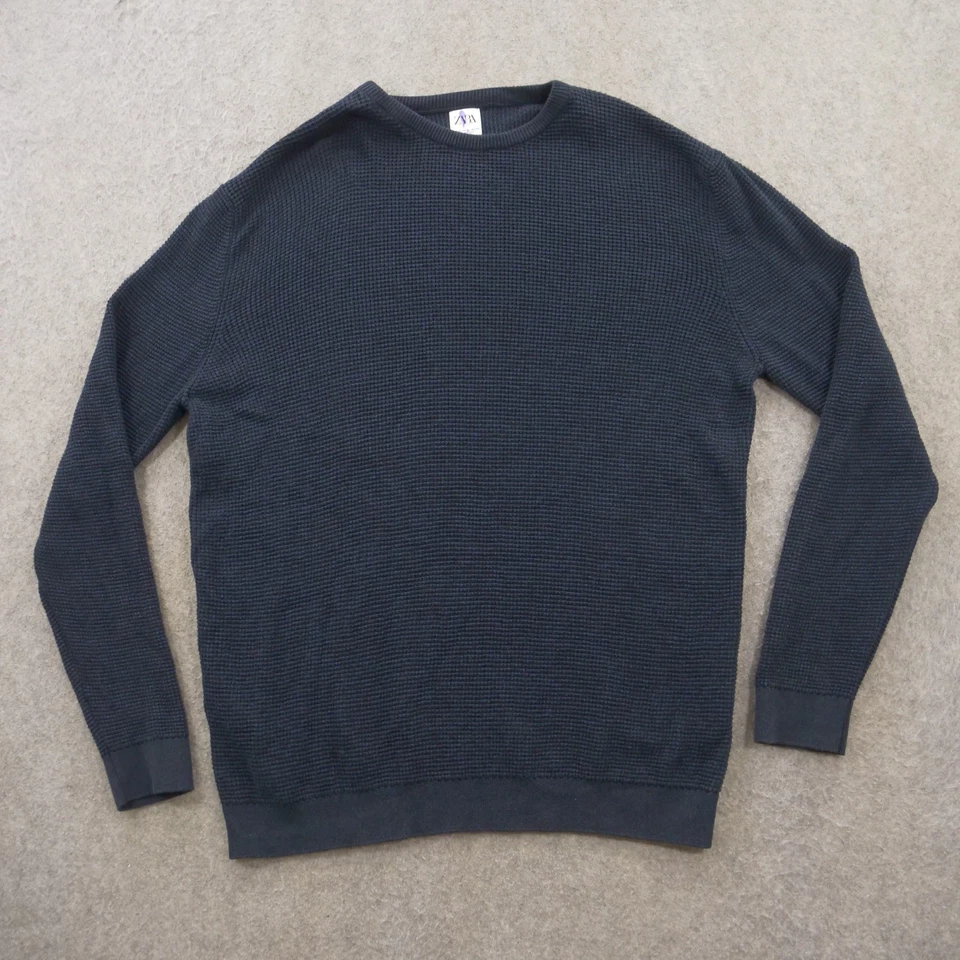 Suéter Zara Hombre Hombre Extra Grande Azul Tejido Pullover Manga Larga Cuello Redondo Foto 1 de 4