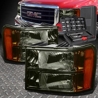PARA 07-13 GMC SIERRA CARCASA AHUMADA ÁMBAR FAROS ESQUINEROS FAROS + JUEGO DE HERRAMIENTAS Foto 1 de 4