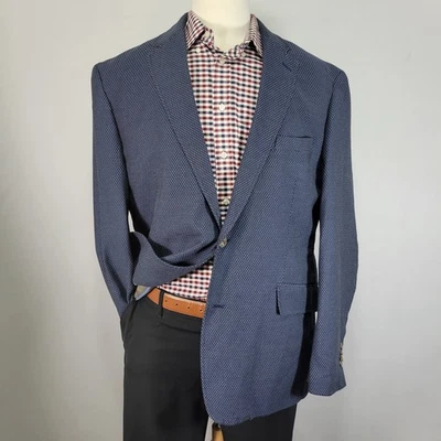 Blazer masculino Joseph Abboud casaco esportivo dois botões azul marinho bolinhas tamanho XXL - Imagem 1 de 4